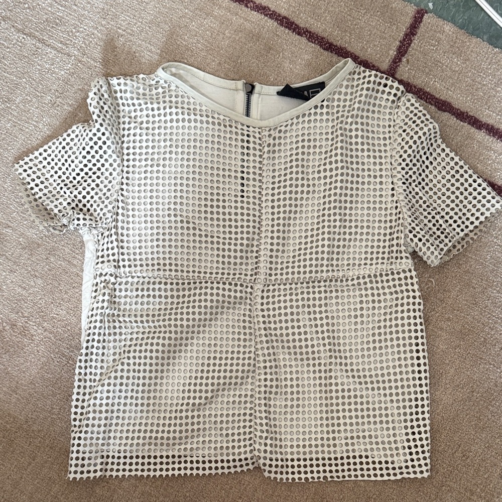 Perforated White Leather Shirt